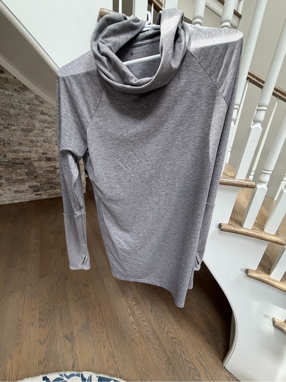 Athleta Gray Ribbed Hoodie Top